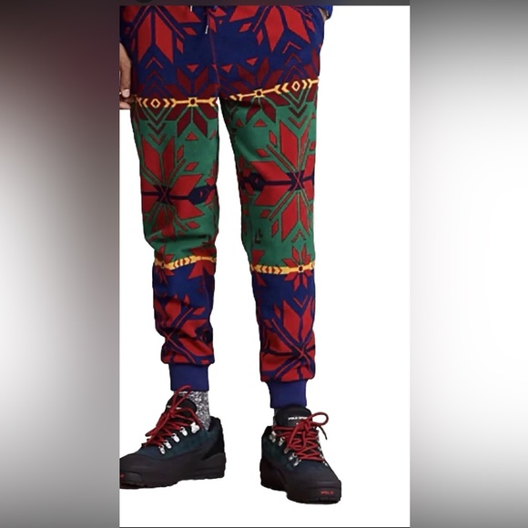 NWT POLO RALPH LAUREN Men FairIsle Snowflake Brushed Fleece Jogger Sweatpants S - Picture 3 of 15